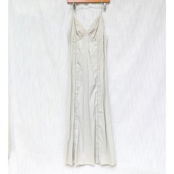 H&M HM Grayish Green/Sage Lace Detail Sleeveless Slip Midi Maxi Dress, size M - Picture 1 of 8